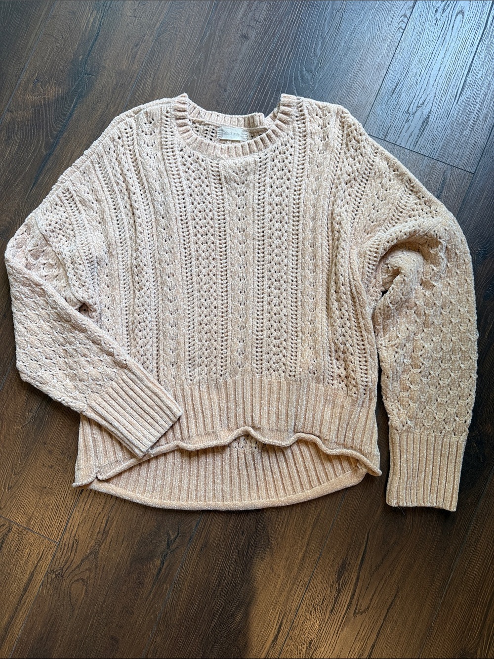 Altar'd State Blush Open-Knit Crewneck Sweater